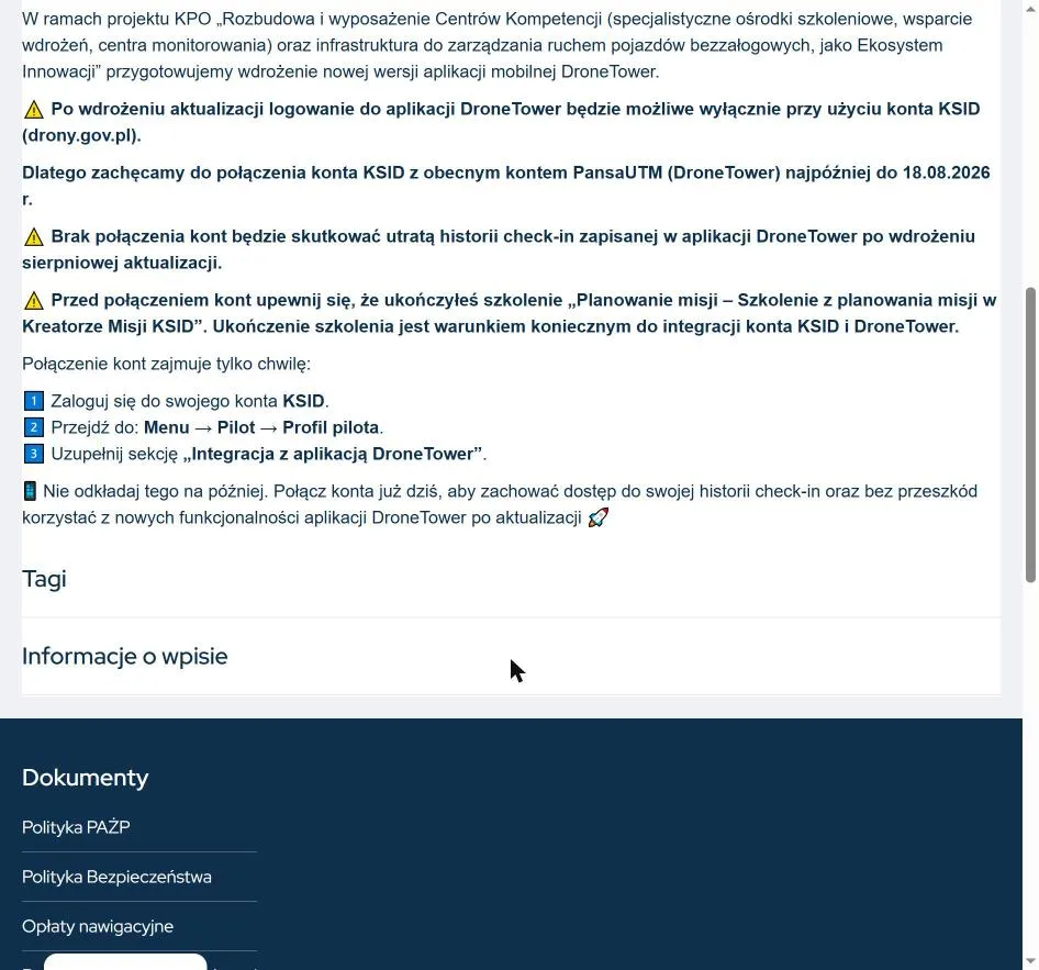 Komunikat PAŻP z 7 sierpnia 2026 r. o konieczności połączenia konta KSID z kontem PansaUTM do 18 sierpnia 2026 r.